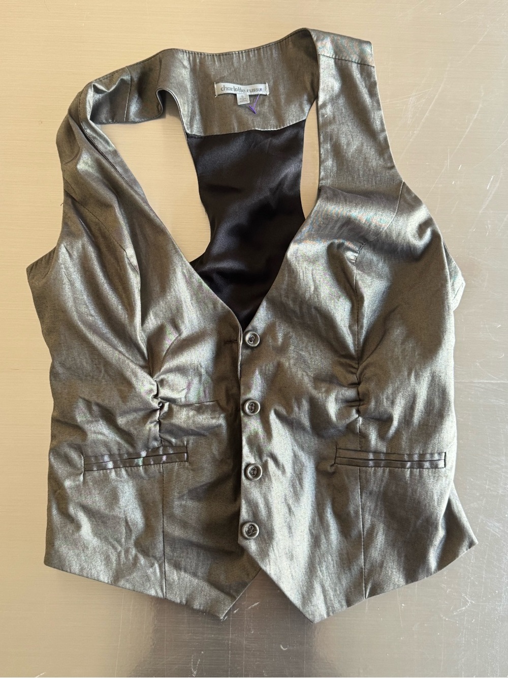 Metallic Gray Women's Vest - Modern Tailored Waistcoat